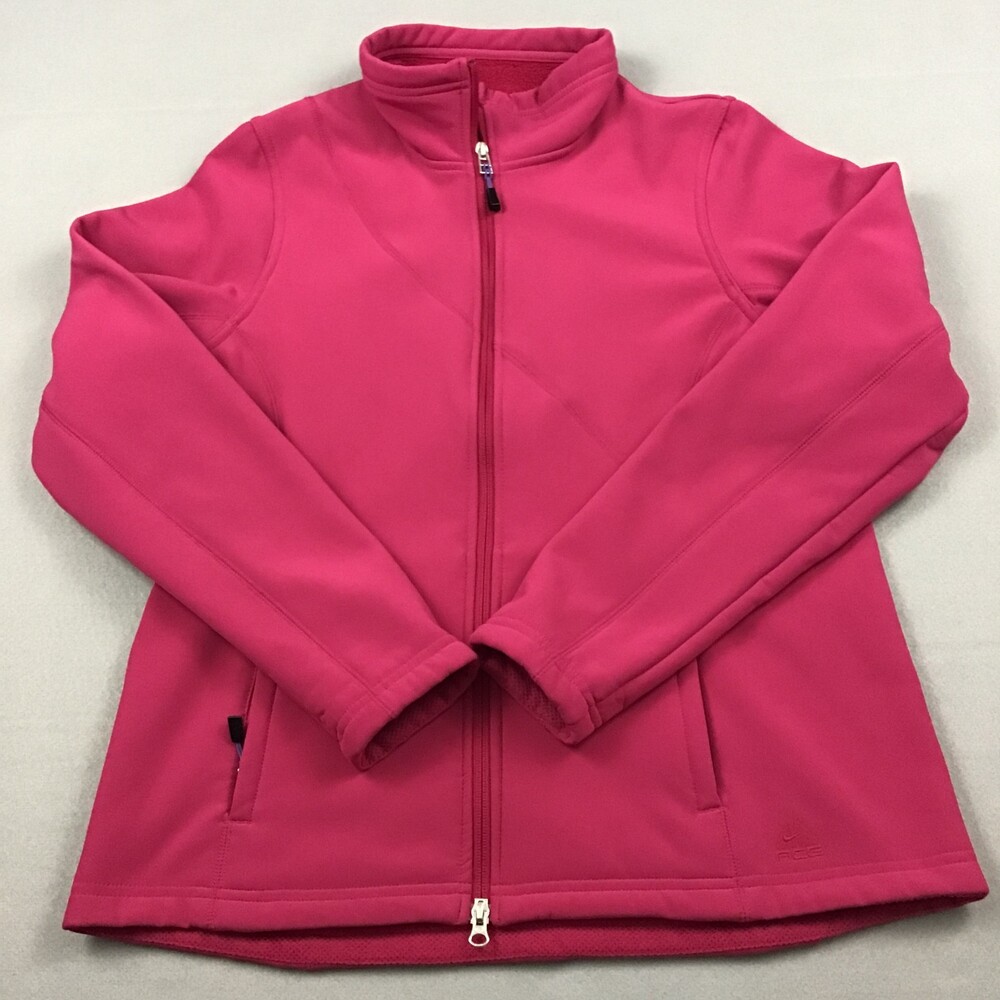 Nike ACG Jacket Women Large Pink Zip Windbreaker Fleece Lined Outdoor Trail L